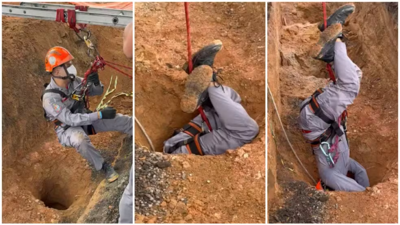 Exato Momento Que Corpo de Empresário é Tirado de Dentro do Buraco Assustou a Tod…Ver vídeo